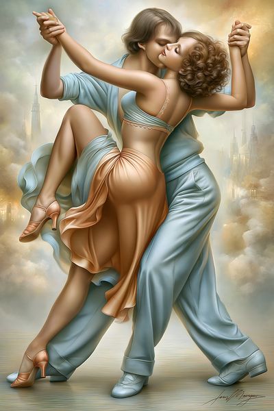 Romantic Dance Couple Illustration Poster.