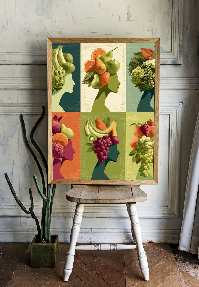 Fruit Silhouette Collage Poster. room preview