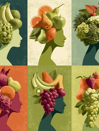 Fruit Silhouette Collage Poster. poster