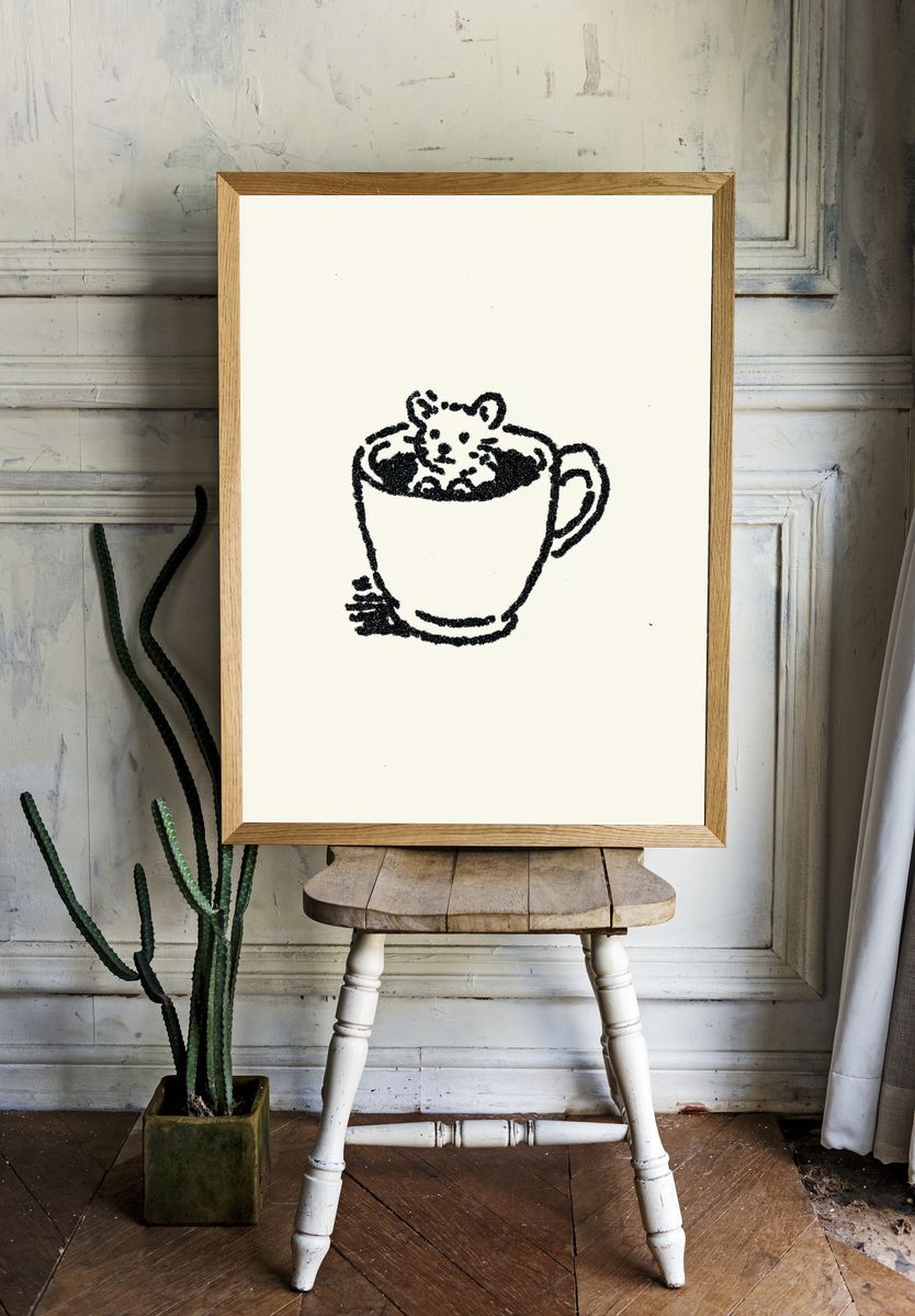 Teddy in Teacup Illustration Poster room preview