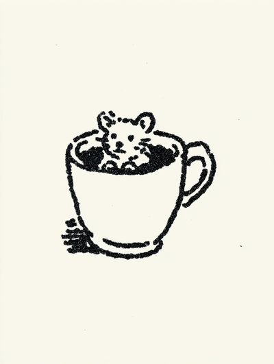 Teddy in Teacup Illustration Poster.