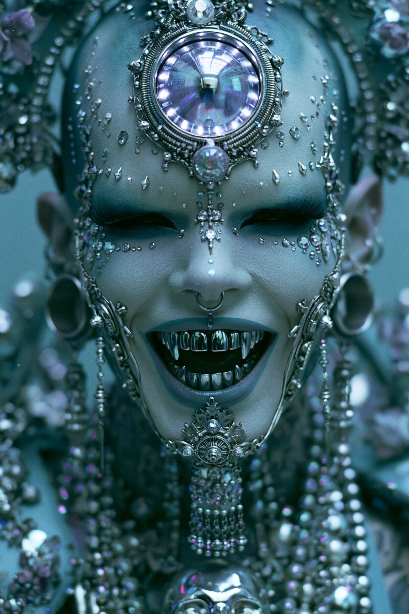 Gothic Cyber Queen Portrait Print. poster — illustration art
