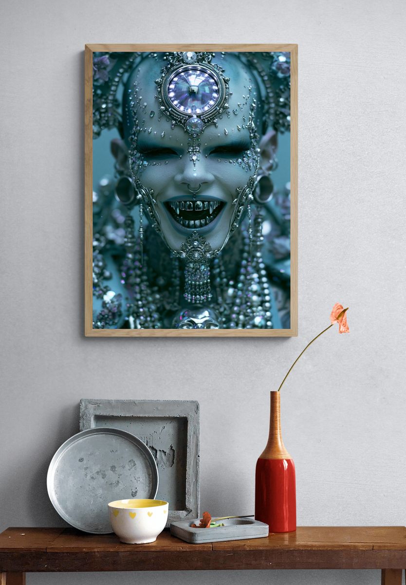 Gothic Cyber Queen Portrait Print. — room view 3