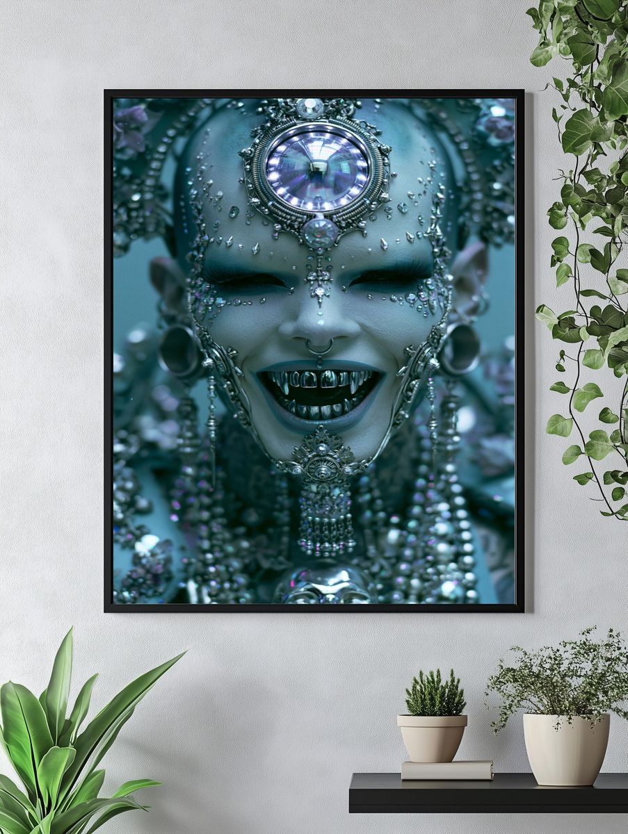 Gothic Cyber Queen Portrait Print. — room view 4