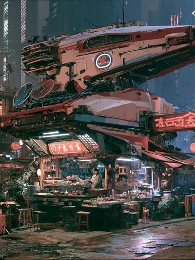 Cyberpunk Street Market Poster.