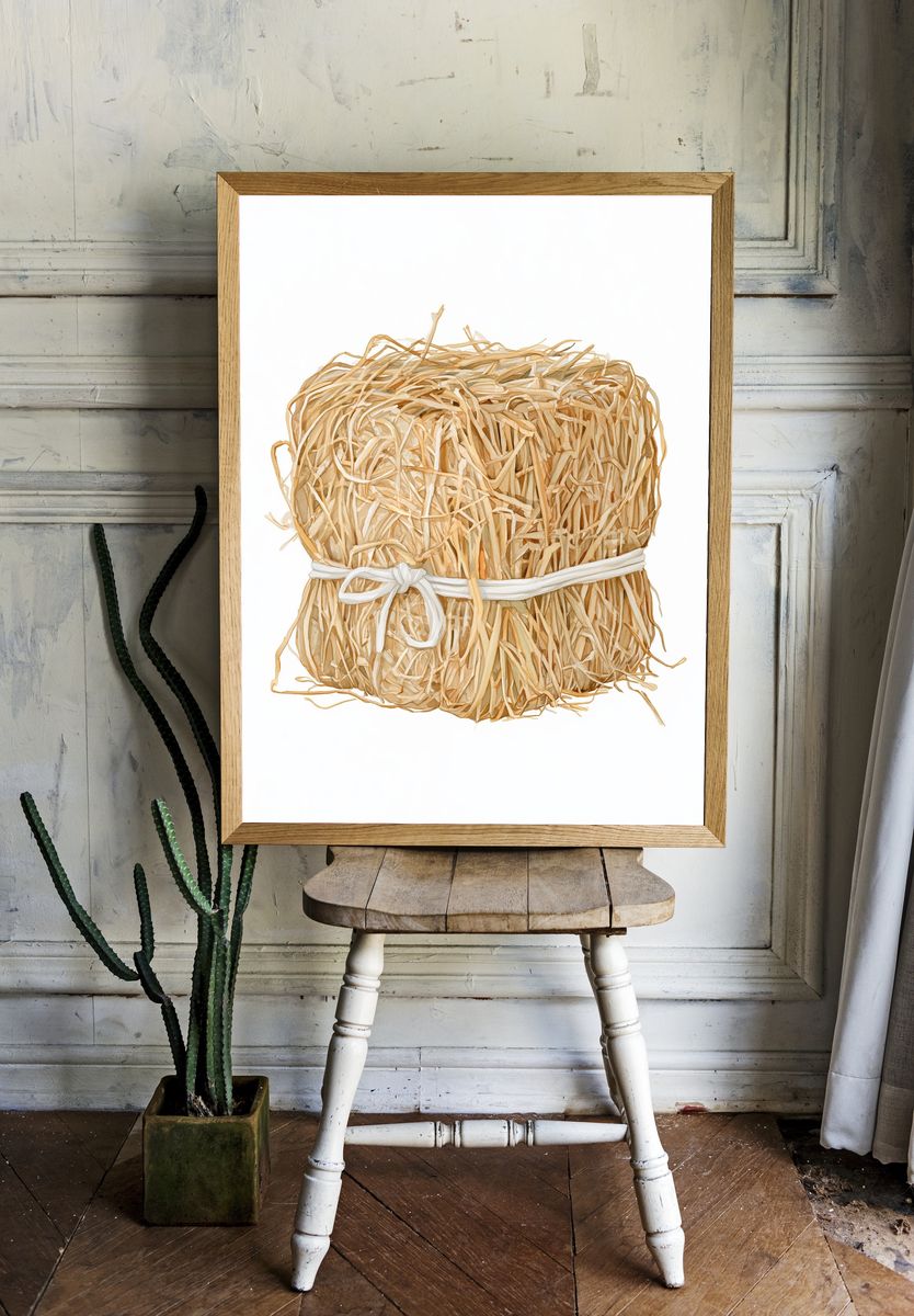 Straw Bale Still Life Print. — room view 1