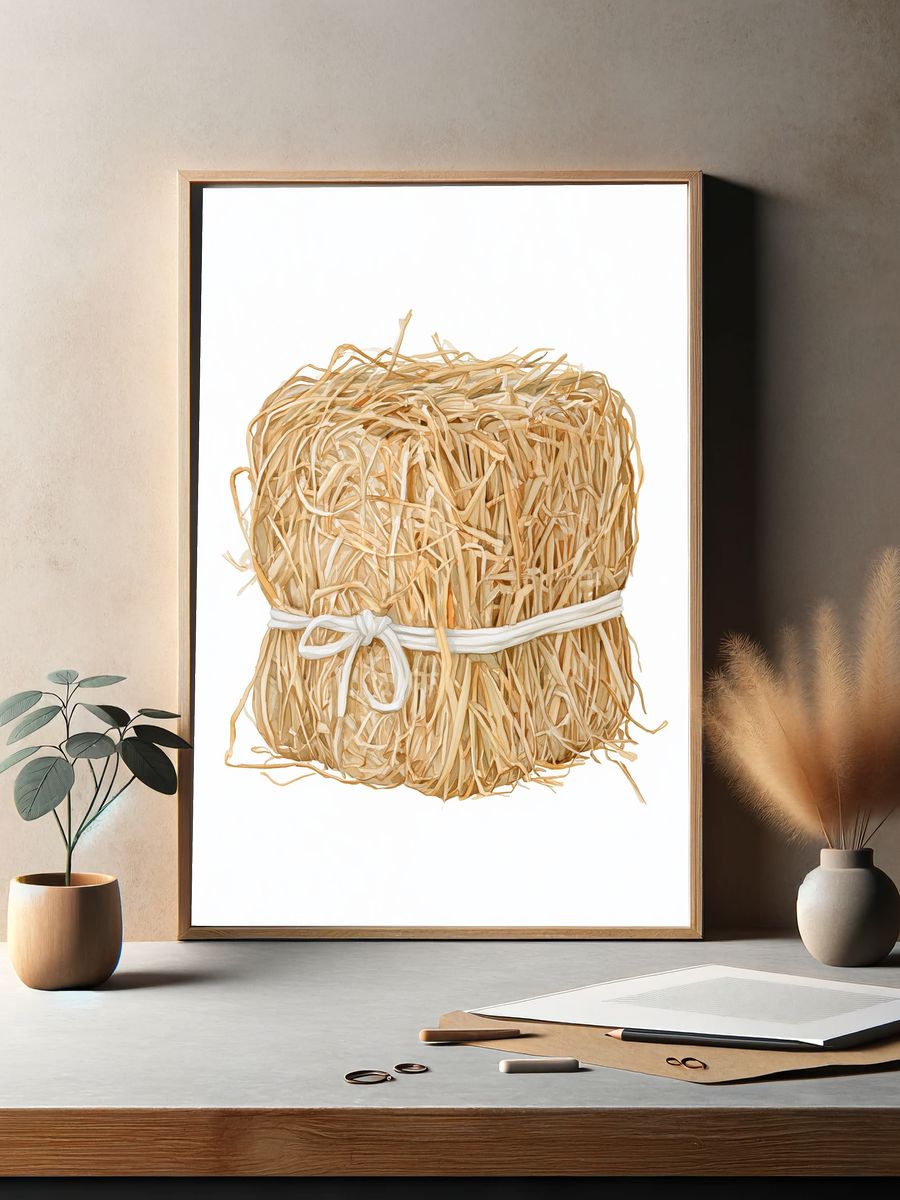 Straw Bale Still Life Print. — room view 2