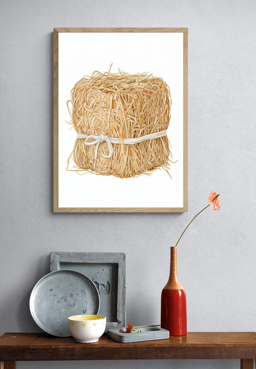 Straw Bale Still Life Print. — room view 3