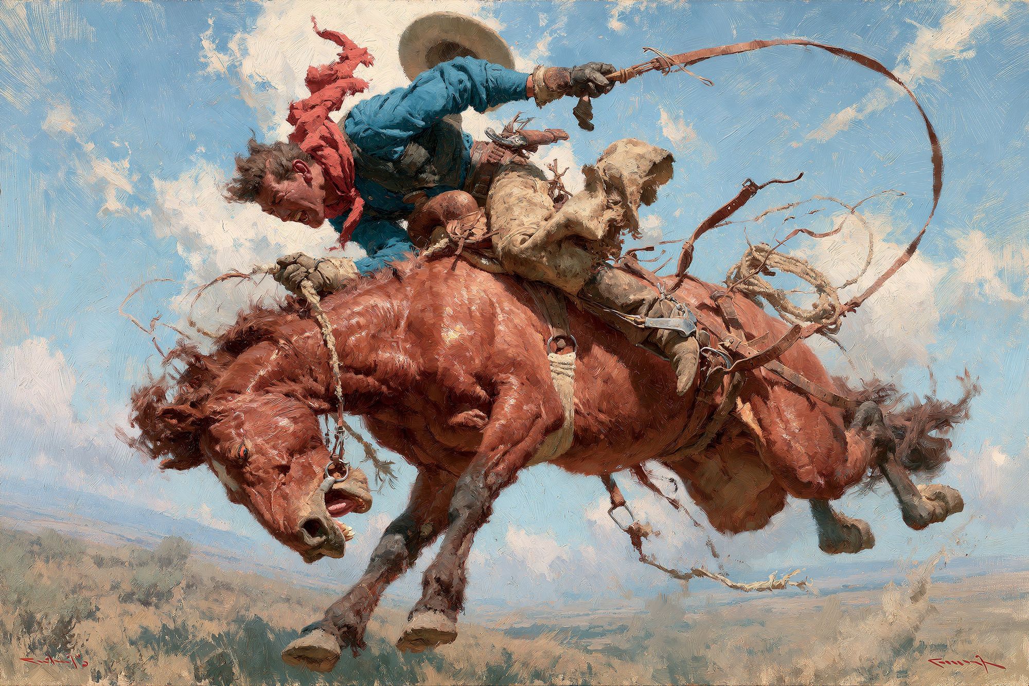 Bucking Bronco Rodeo Illustration Print. poster detail
