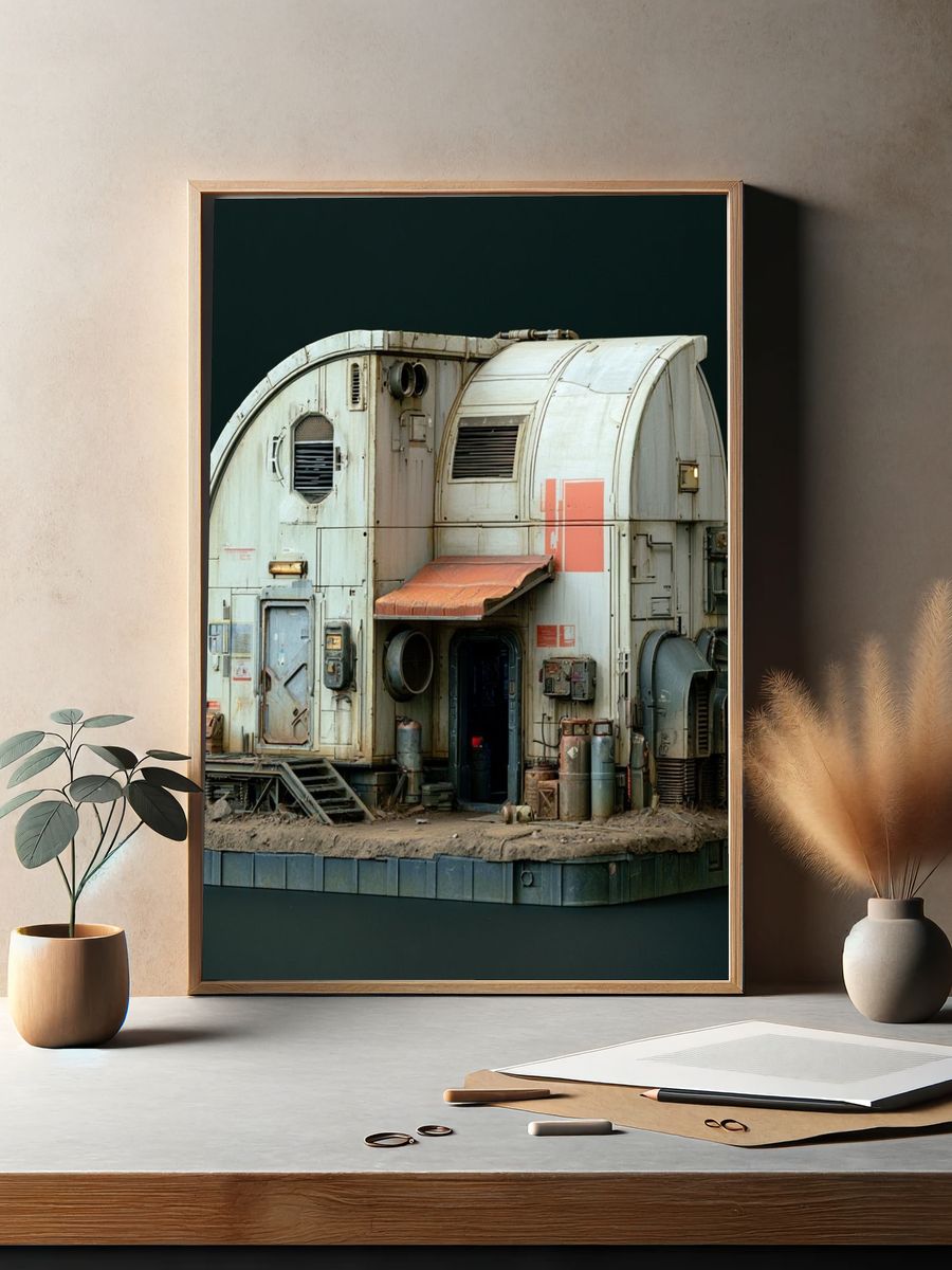 Sci-Fi Industrial Habitat Illustration Poster. — room view 2