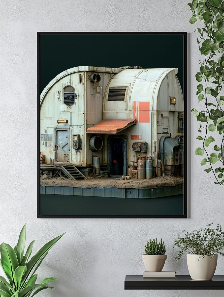 Sci-Fi Industrial Habitat Illustration Poster. — room view 4