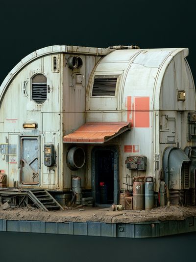 Sci-Fi Industrial Habitat Illustration Poster.