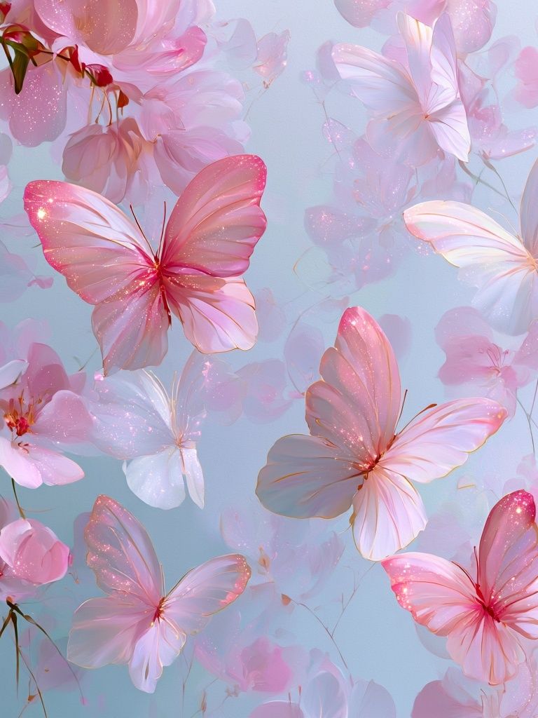 Pink Butterfly Blossom Illustration Poster. poster detail