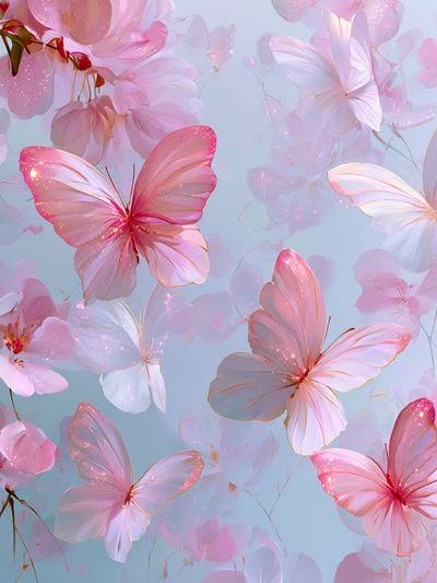 Pink Butterfly Blossom Illustration Poster. poster print