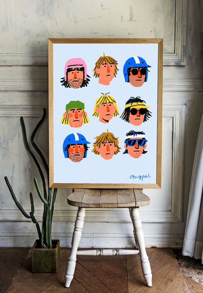 Surfer Faces Illustration Poster. room preview