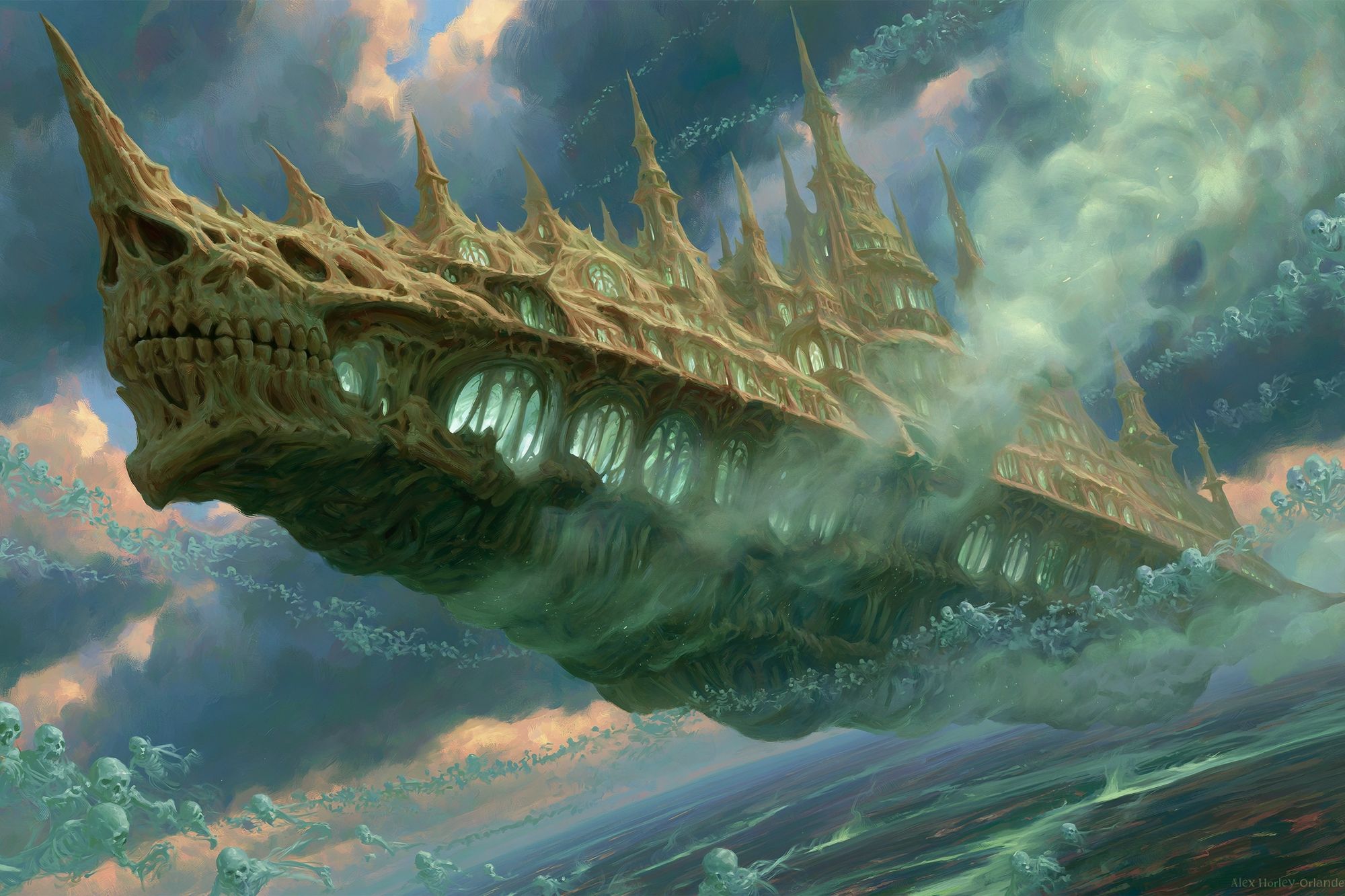 Skull Castle in the Clouds Print. poster — illustration art