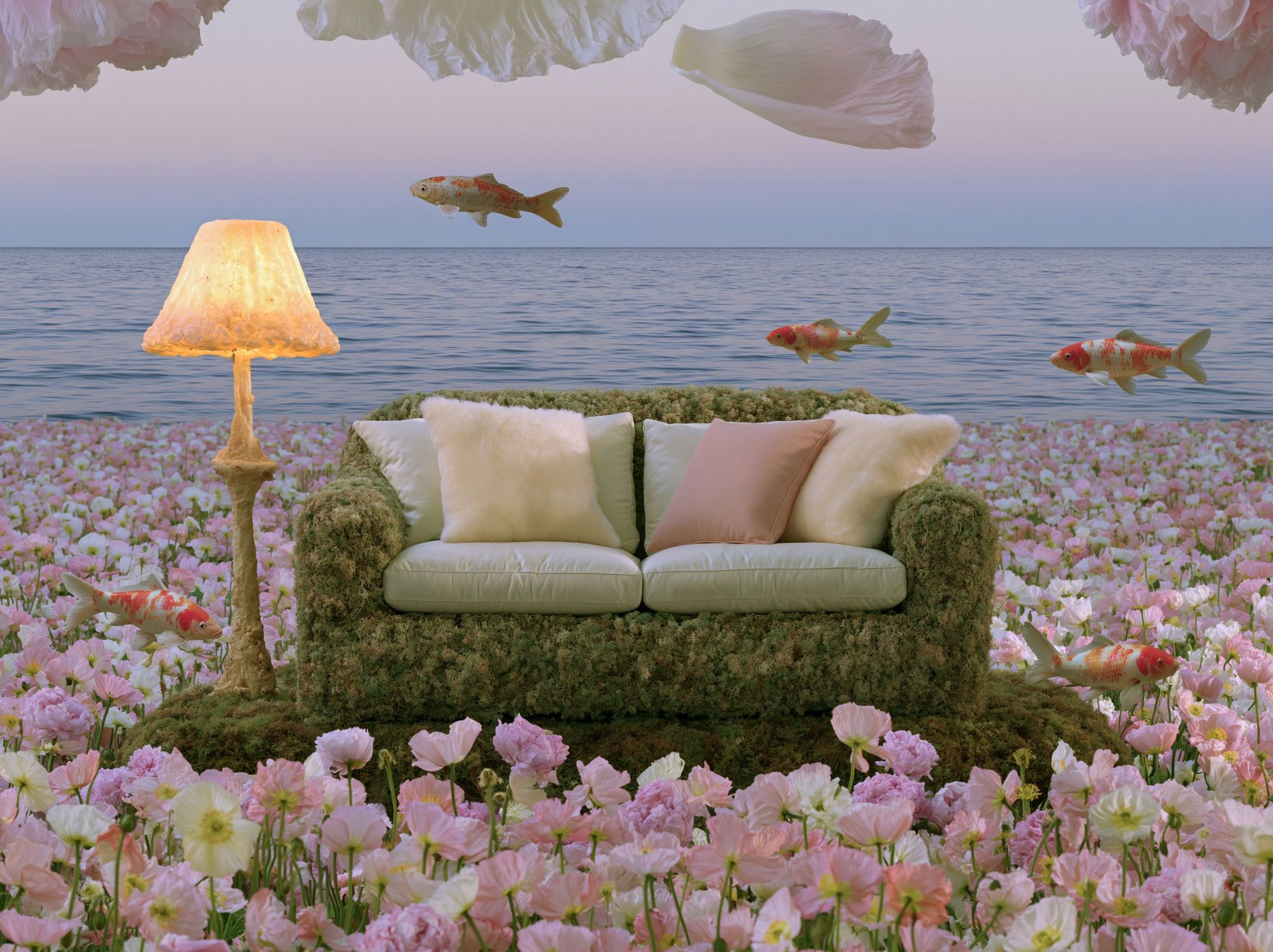 Dreamy Koi Garden Surrealism Print. poster — illustration art
