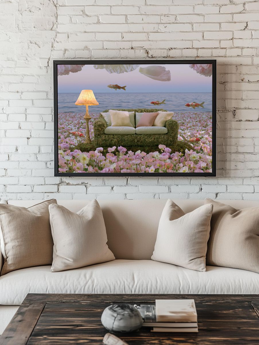 Dreamy Koi Garden Surrealism Print. room preview