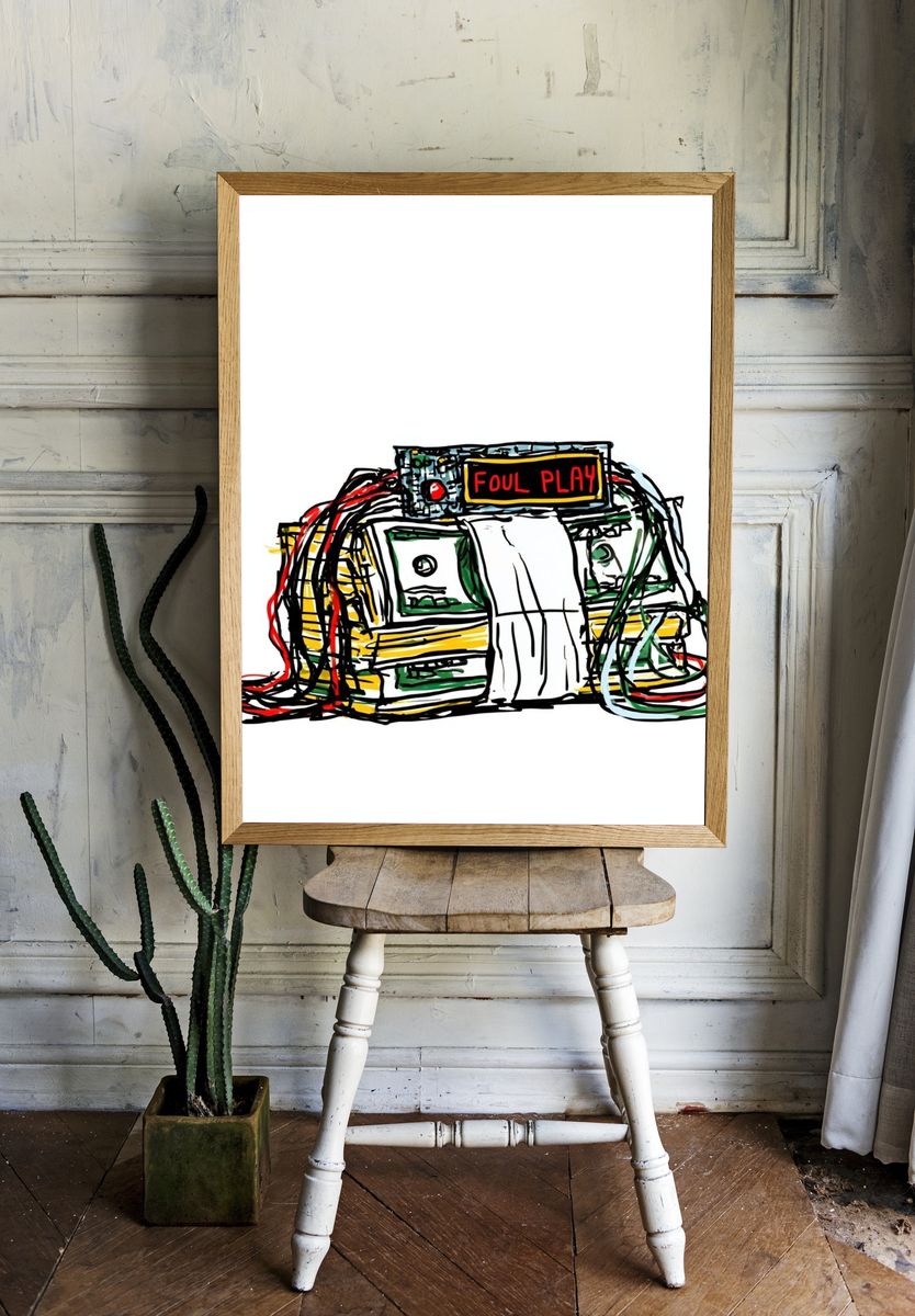 Foul Play Basketball Illustration Poster. — room view 1