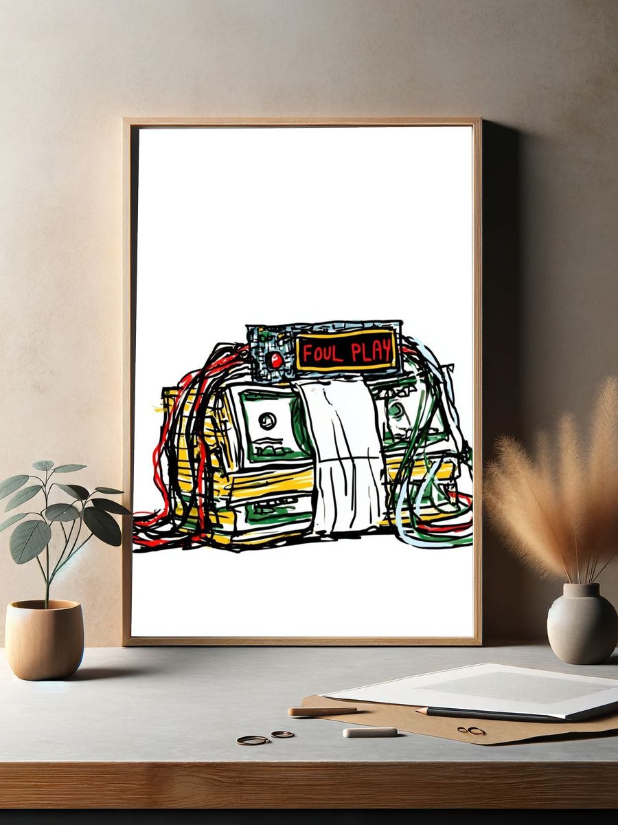 Foul Play Basketball Illustration Poster. — room view 2