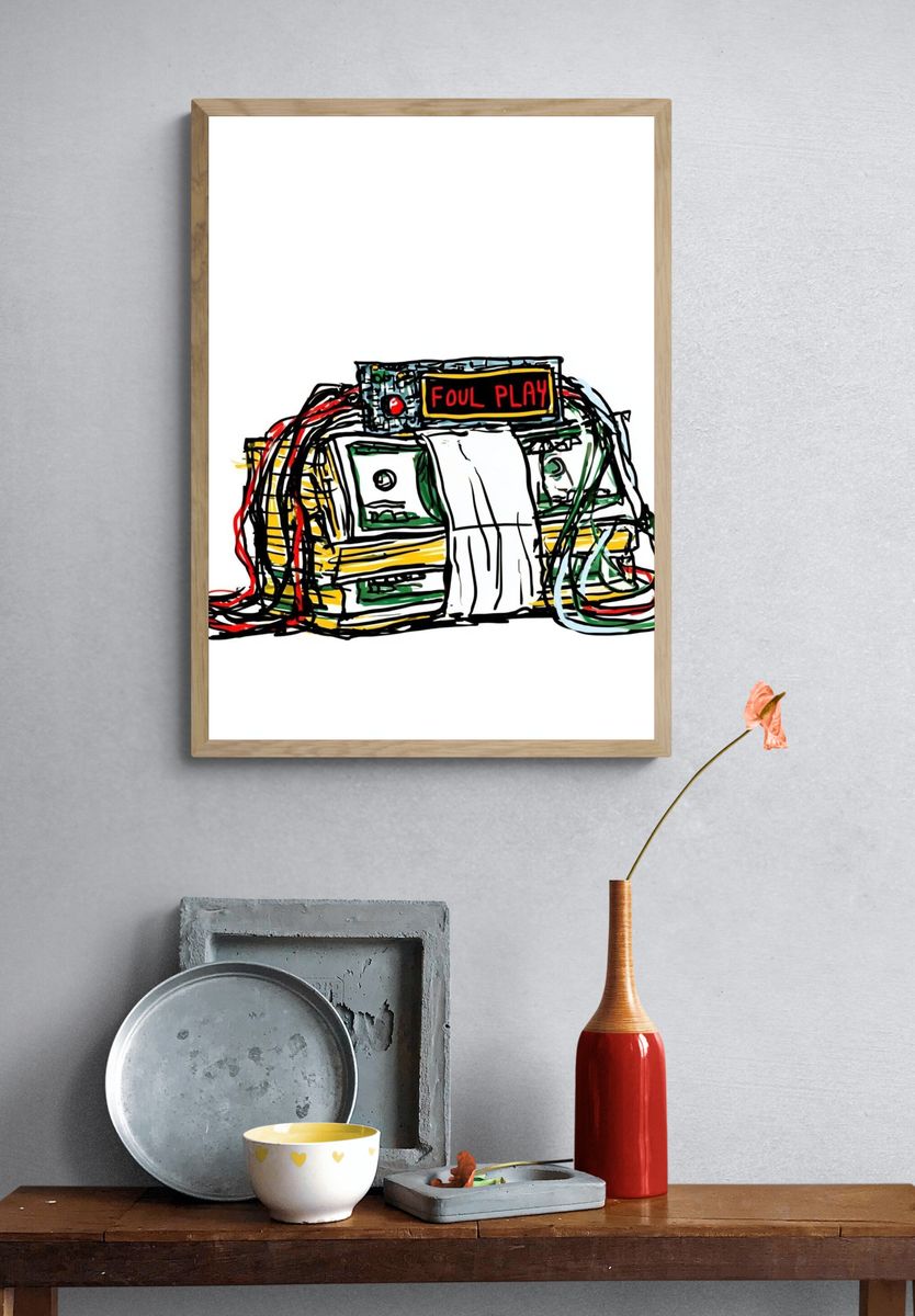 Foul Play Basketball Illustration Poster. — room view 3