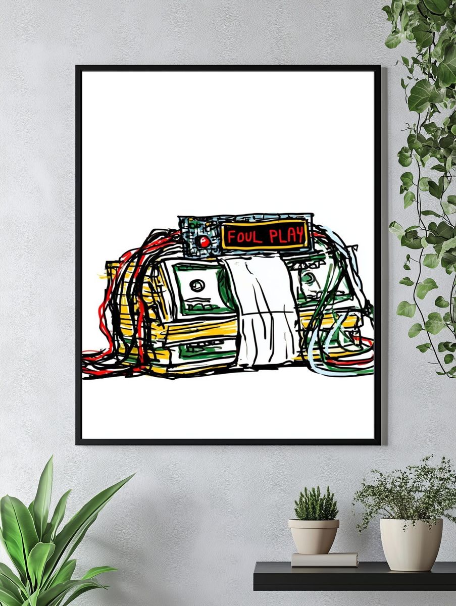 Foul Play Basketball Illustration Poster. — room view 4