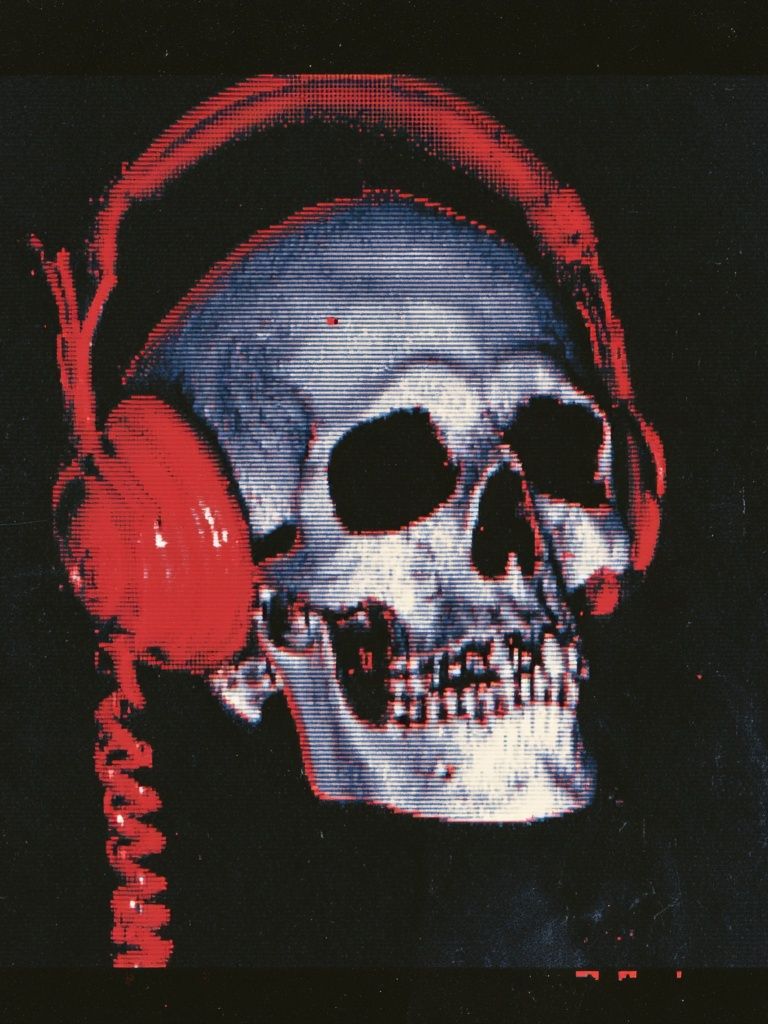Skull with Headphones — Dark Print. poster detail