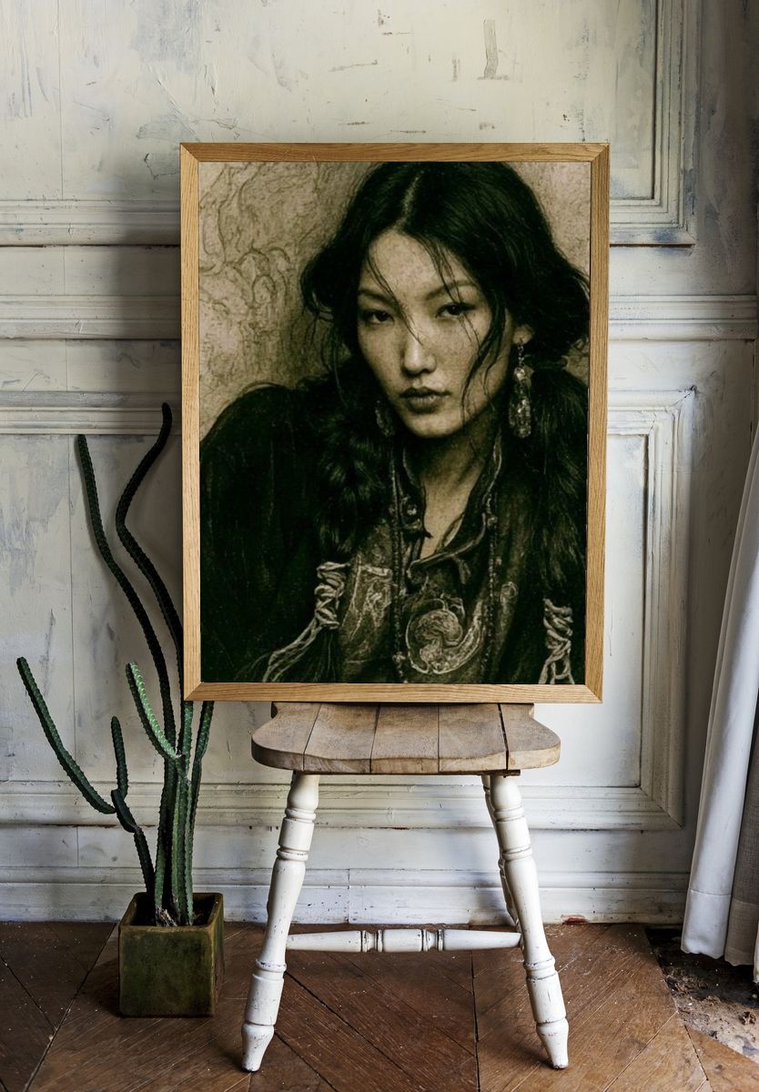 Moody Portrait Illustration Poster. room preview