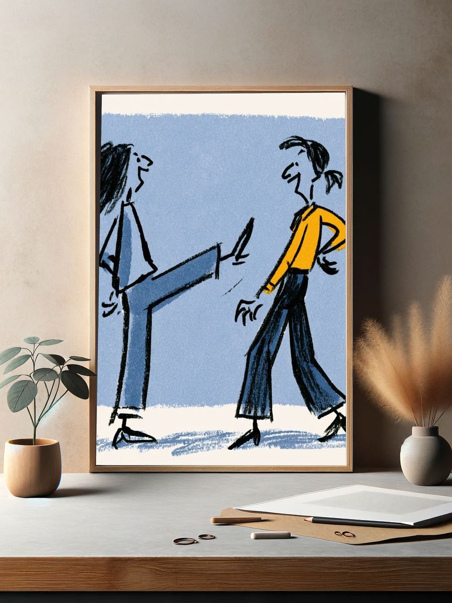 Playful Figure Sketch Illustration Poster. — room view 2