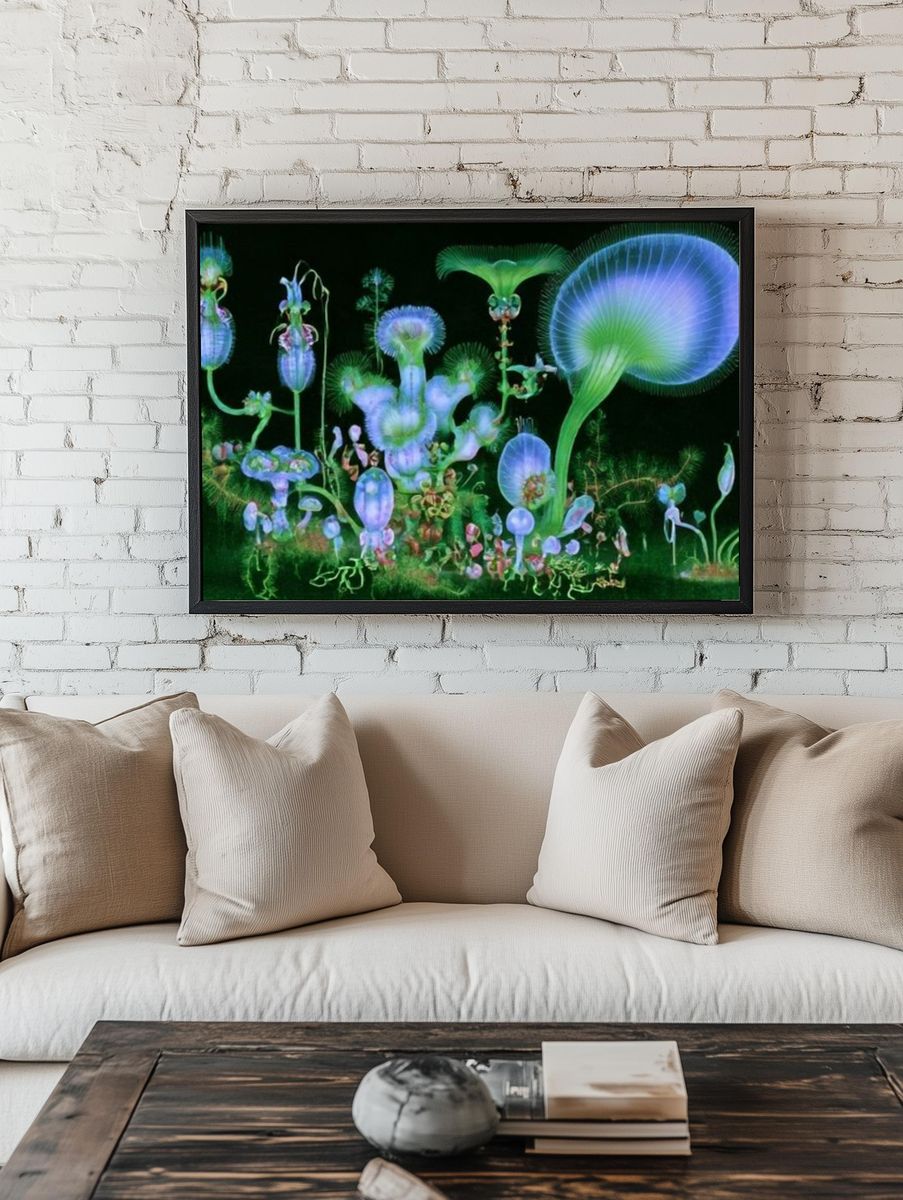 Bioluminescent Fungi Illustration Poster. room preview