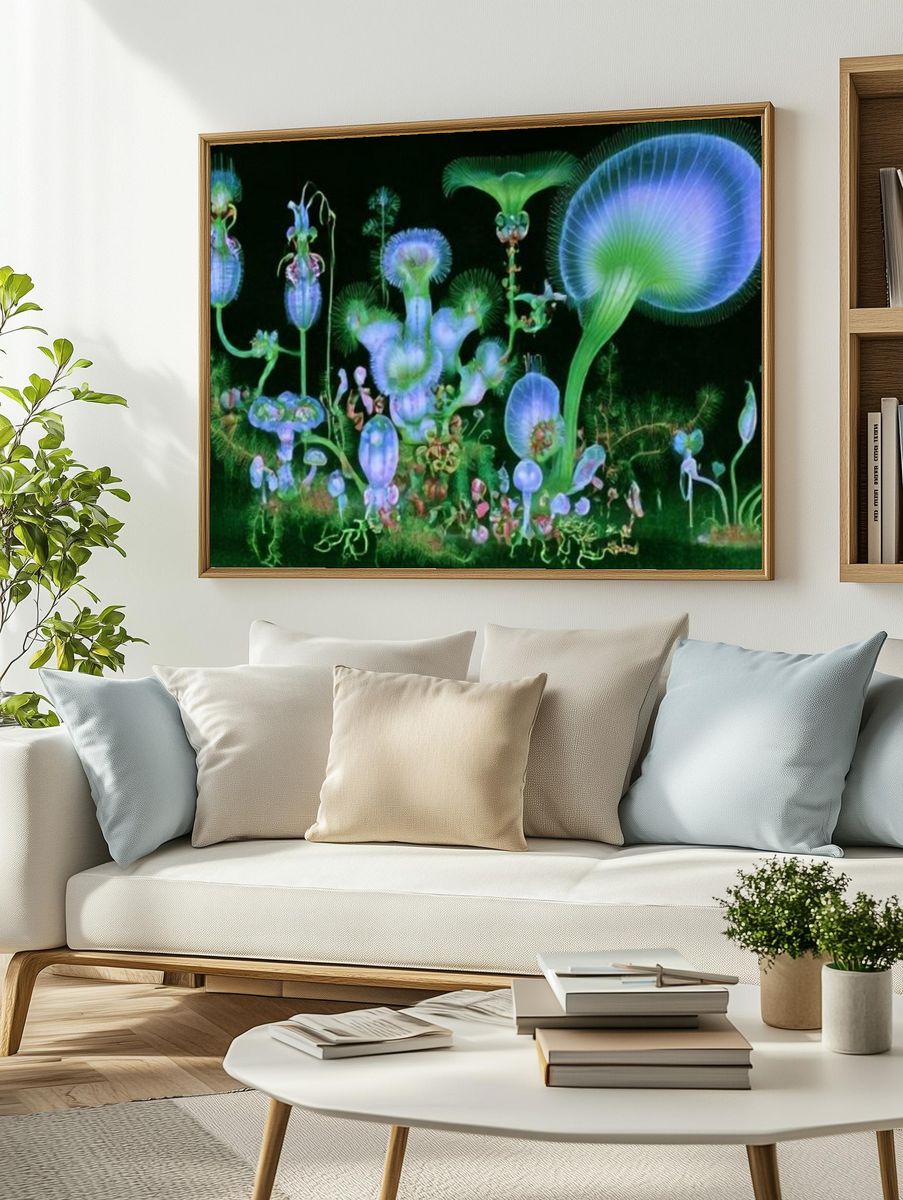 Bioluminescent Fungi Illustration Poster. — room view 2