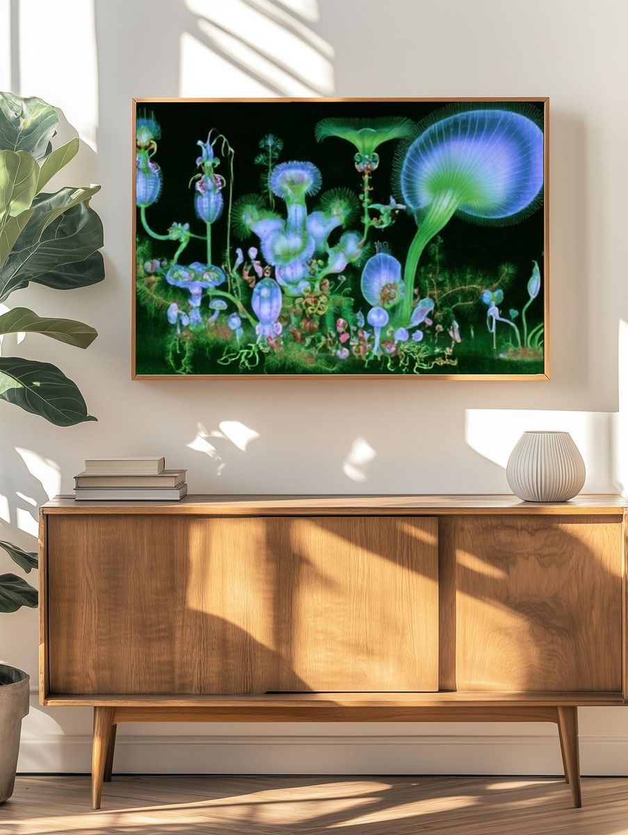 Bioluminescent Fungi Illustration Poster. — room view 3