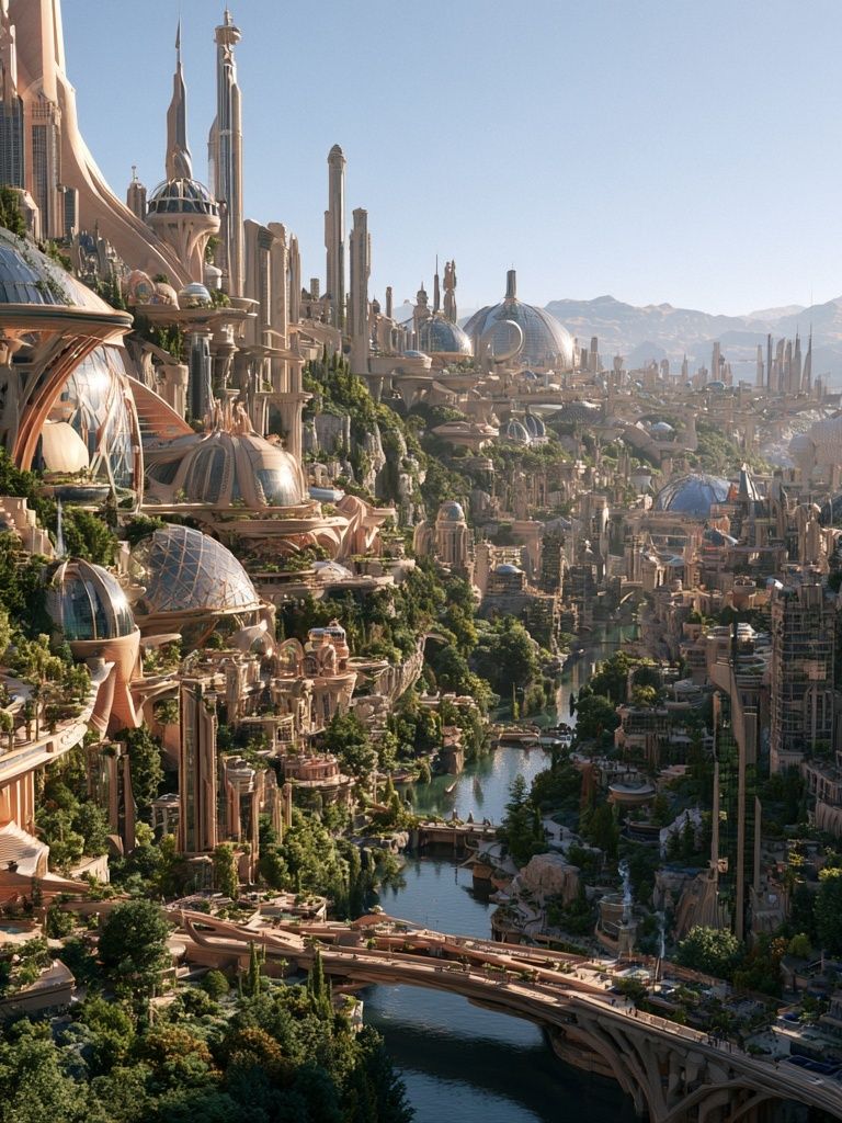 Futuristic Cityscape Landscape Print. poster detail
