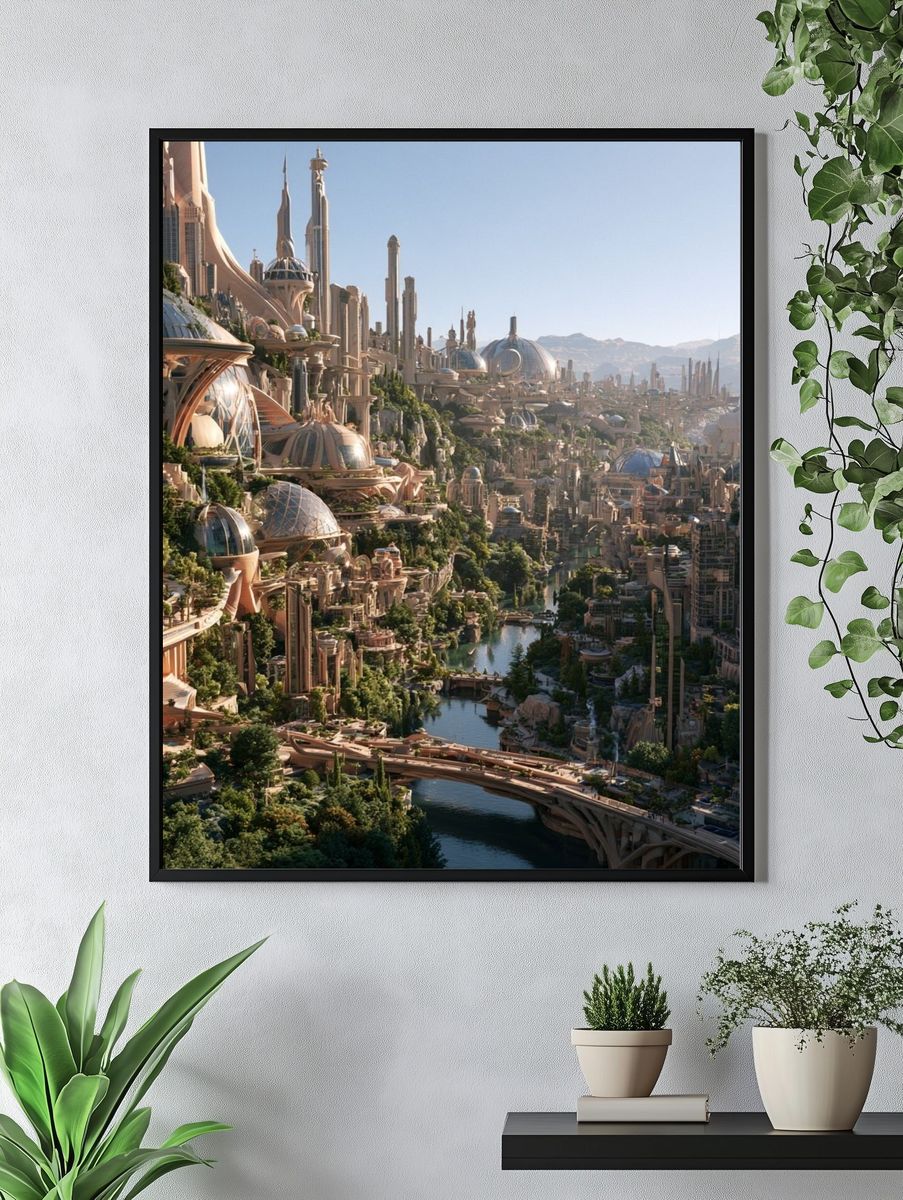 Futuristic Cityscape Landscape Print. — room view 4