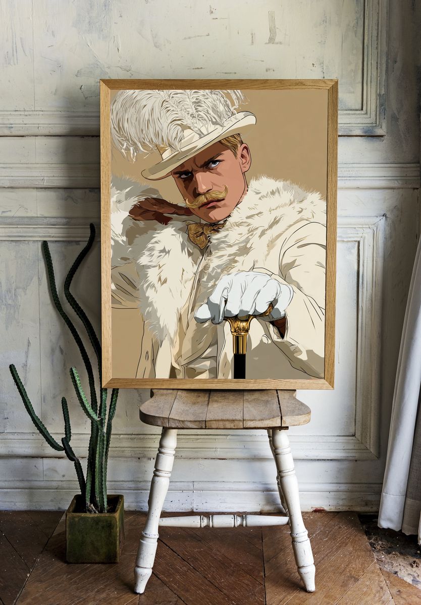 Vintage Dandy Portrait Print. — room view 1
