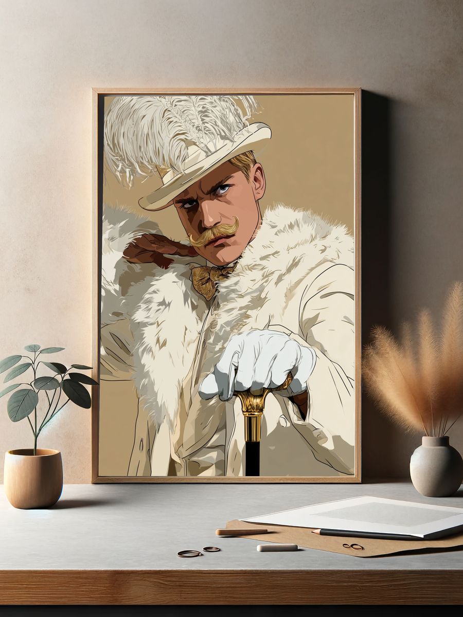 Vintage Dandy Portrait Print. — room view 2