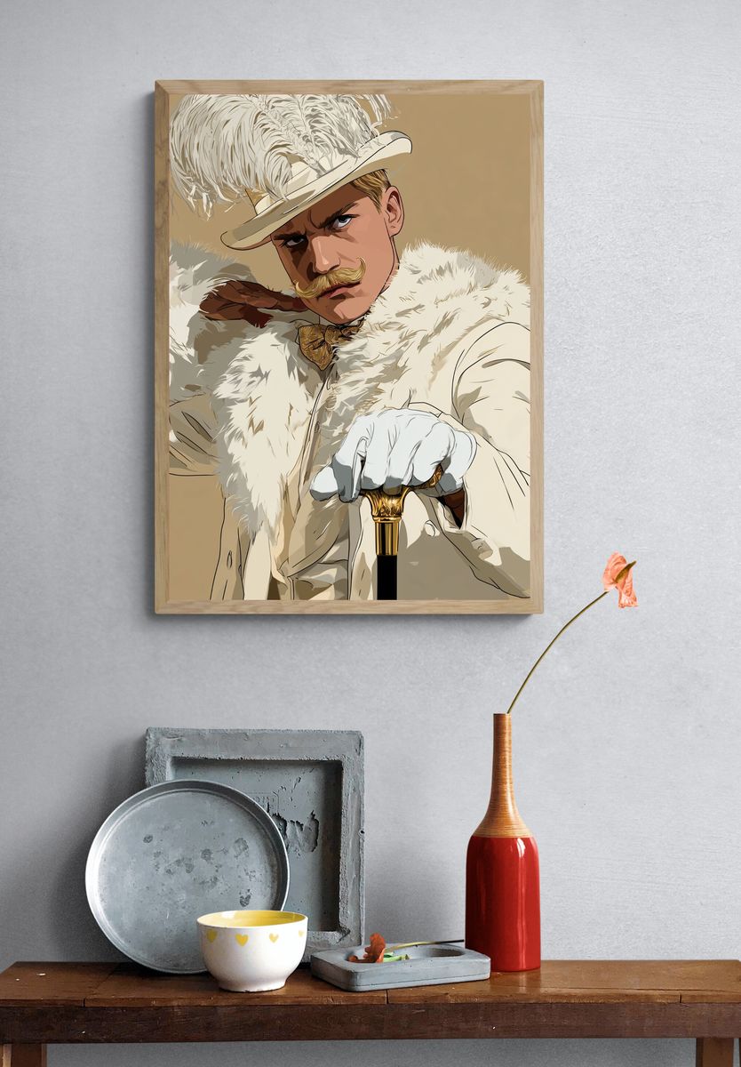 Vintage Dandy Portrait Print. — room view 3