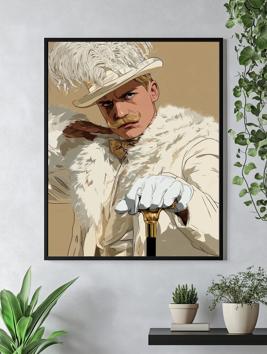 Vintage Dandy Portrait Print. — room view 4