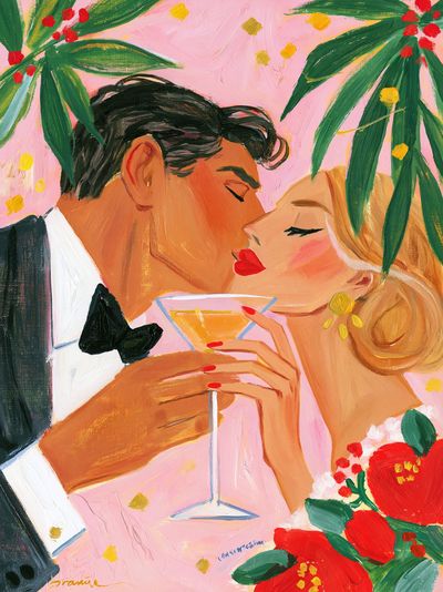 Romantic Kiss Illustration Poster.