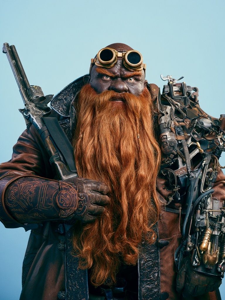 Steampunk Dwarf Portrait Poster. poster detail