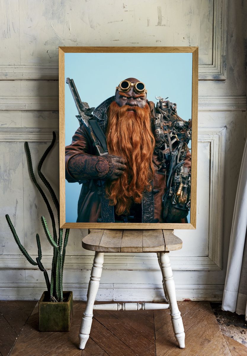 Steampunk Dwarf Portrait Poster. — room view 1