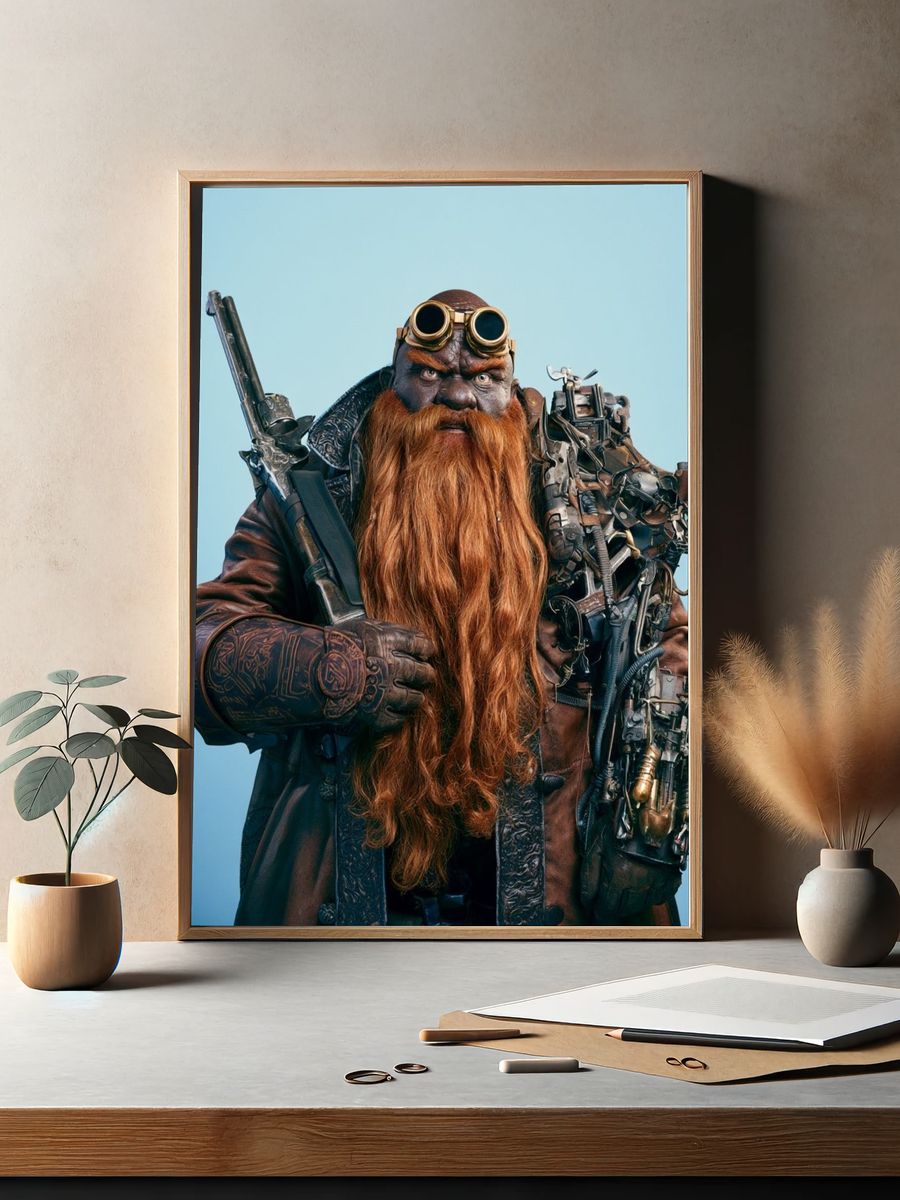 Steampunk Dwarf Portrait Poster. — room view 2