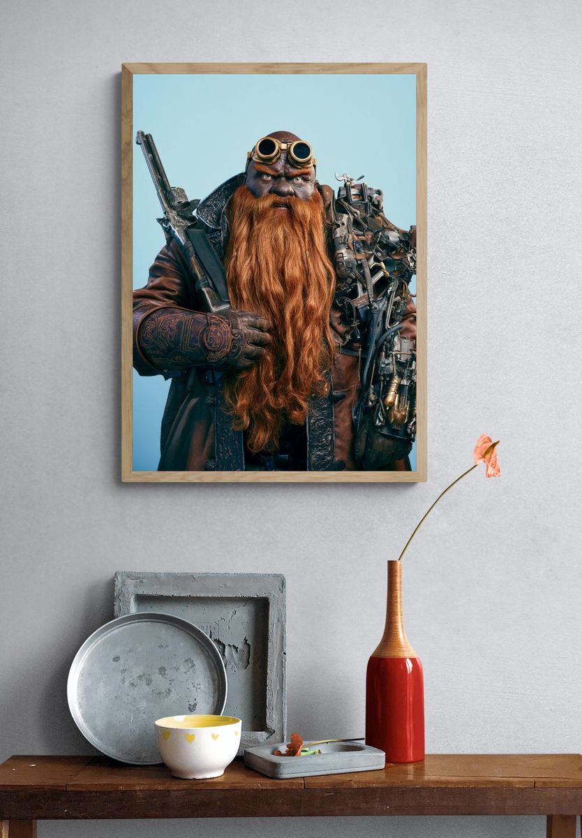Steampunk Dwarf Portrait Poster. — room view 3