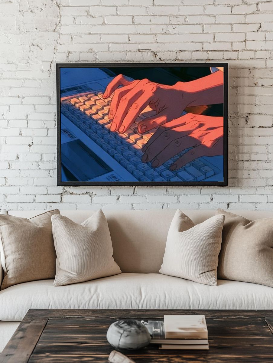 Typing Hands Digital Art Poster. — room view 1