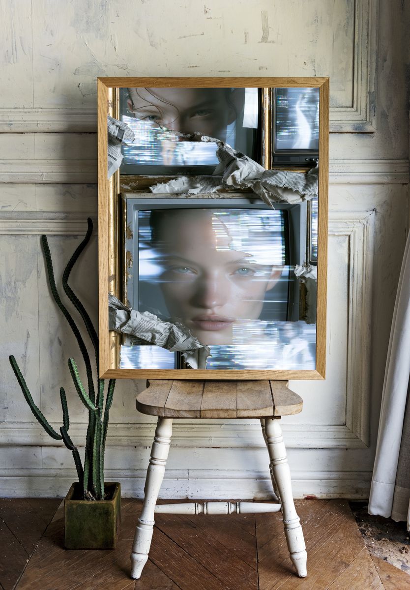 Glitch Portrait Collage Print. — room view 1