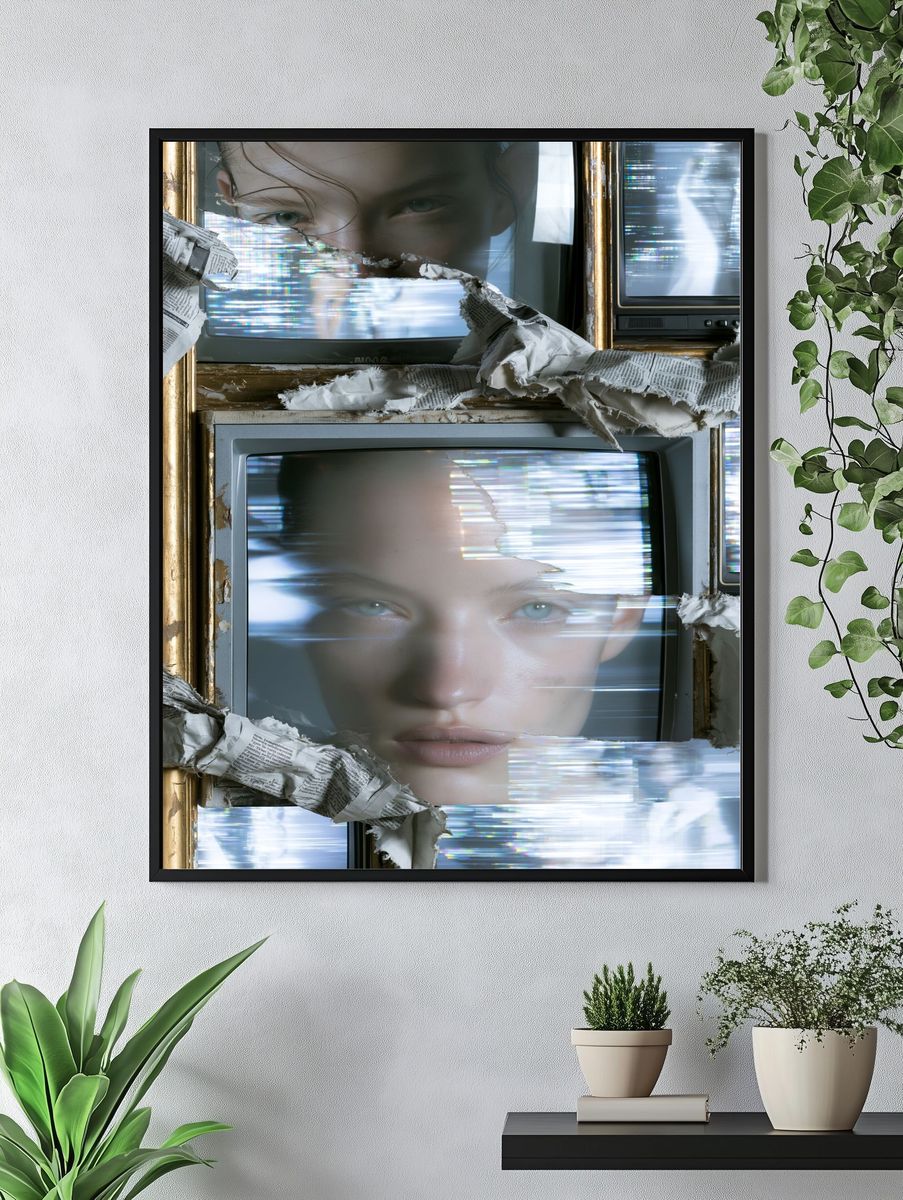 Glitch Portrait Collage Print. — room view 4