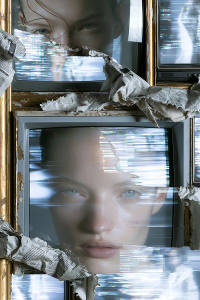 Glitch Portrait Collage Print. poster print