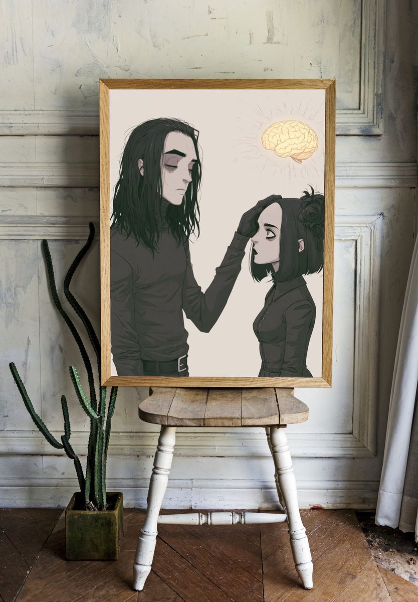 Gothic Couple with Brain Glow Print. — room view 1