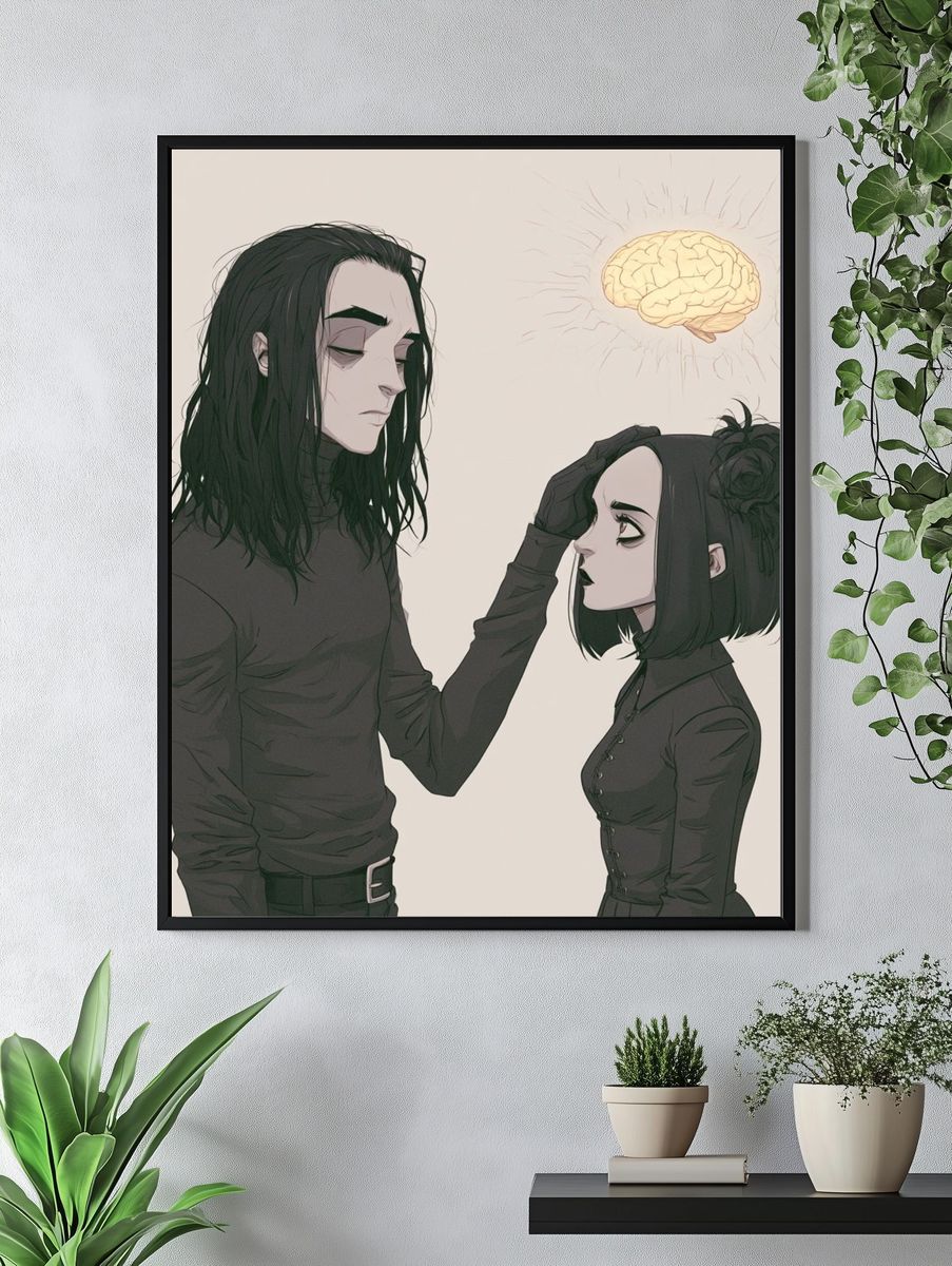 Gothic Couple with Brain Glow Print. — room view 4