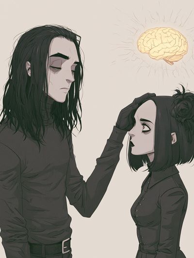 Gothic Couple with Brain Glow Print. poster